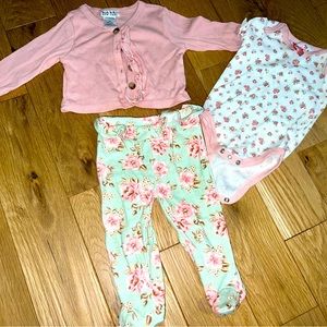 3 piece outfit with footies on the pants